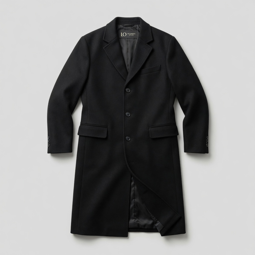 LOCKE / Wool Overcoat in Washed Black